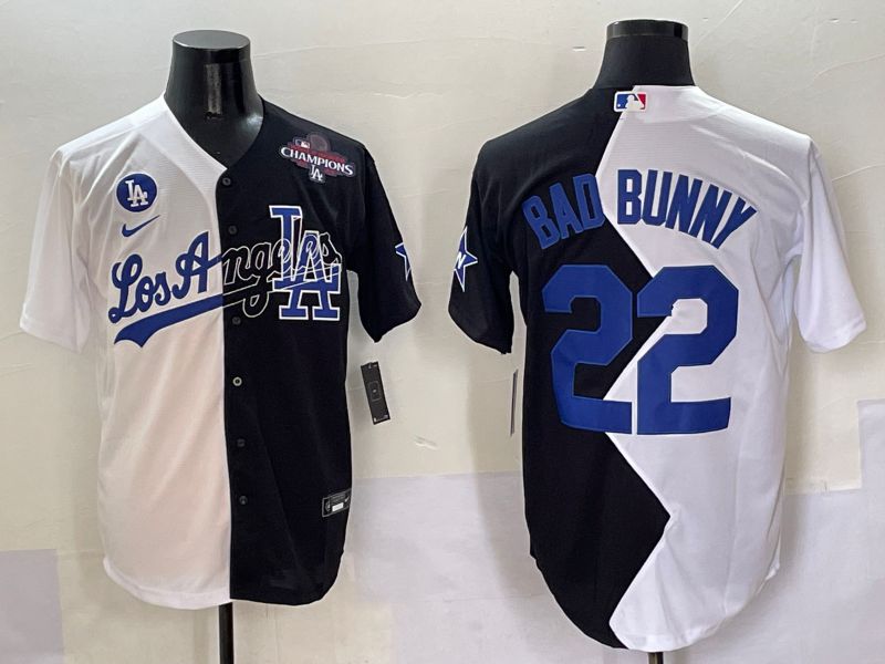 Men Los Angeles Dodgers #22 Bad bunny Black White Game Nike 2025 MLB Jersey style 9